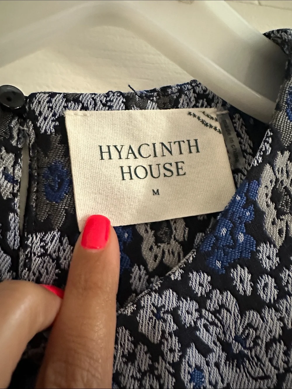 Tuckernuck Hyacinth House Blue Jacquard Priscilla Puff Sleeve Top M Preppy - Picture 4 of 10